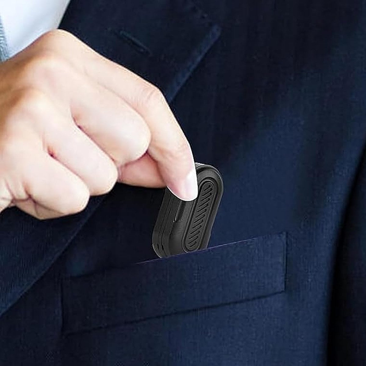 Pulse Mini going into a jacket pocket